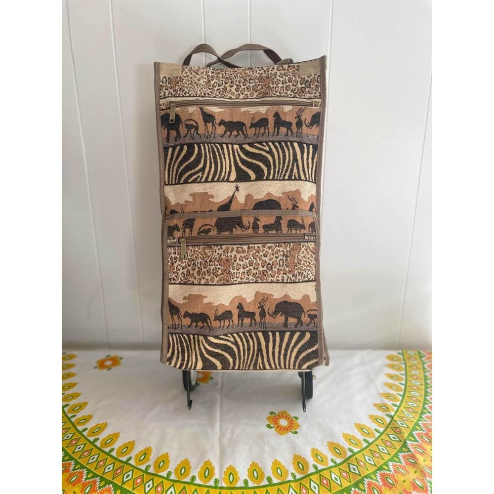 Vintage Safari Tapestry Rolling Travel Bag